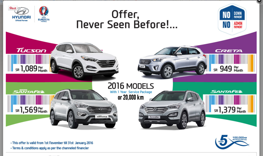 Hyundai Saudi Arabia january 2016 promo